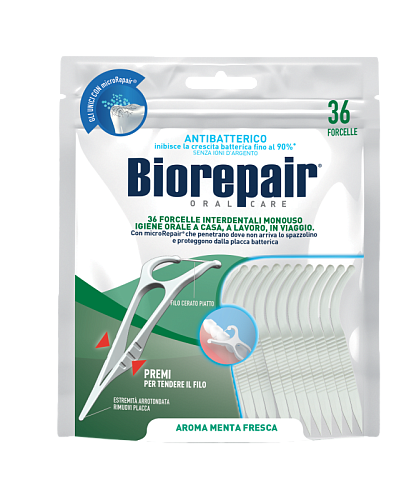 Одноразовые зубные нити с держателем 36 шт Биорипер/ Biorepair® Dental FlossPick