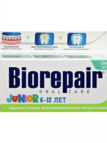 Детская зубная паста с экстрактом мяты 6-12 лет, 75 мл / Biorepair Junior Mint 6-12 year, 75 ml